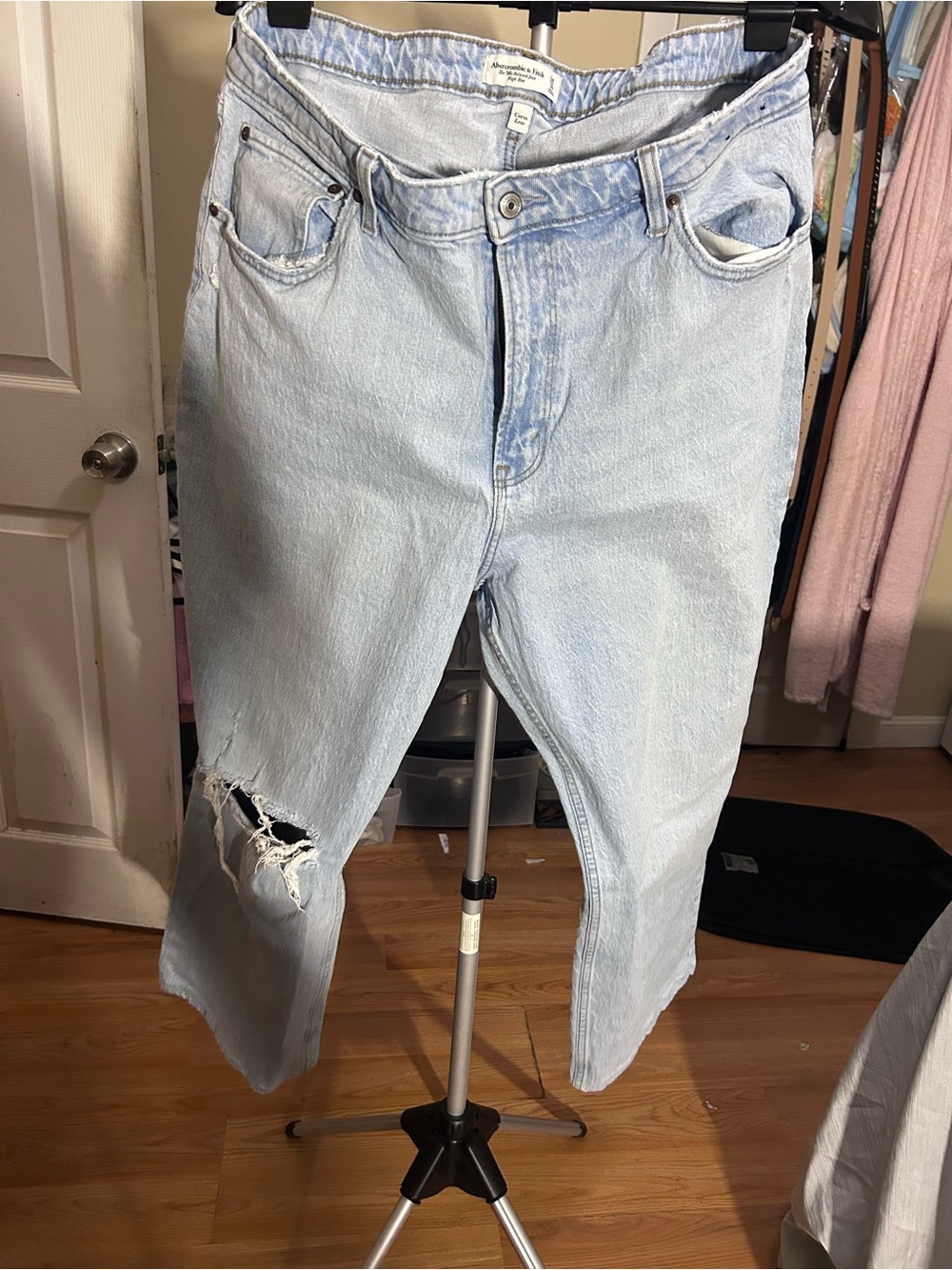 Abercrombie & Fitch Light Blue Distressed Boyfriend Jeans